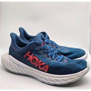 Hoka One One Carbon X Womens Blue Coral Hot Coral Running Shoes 9.5